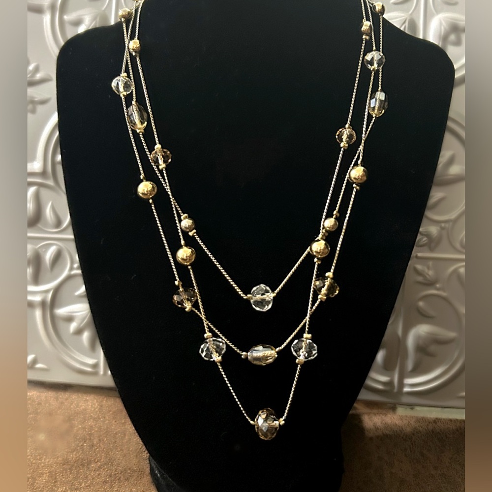 Elegant Multilayered Gold and Silver Beaded Necklace